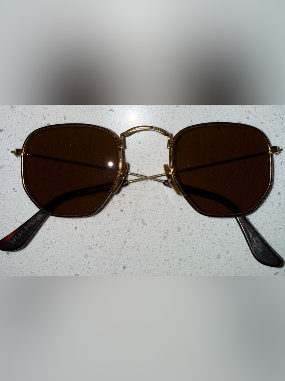 Rare Ray-Ban tortoise shell gold Frame with Brown Lenses Geometric Sunglasses